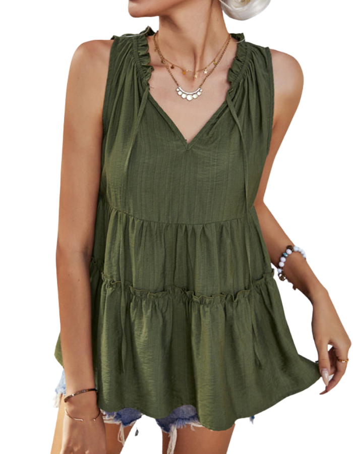 SHOPIQAT Women's Woven V-Neck Stitching A-Shape Vest - Premium from shopiqat - Just $7.250! Shop now at shopiqat